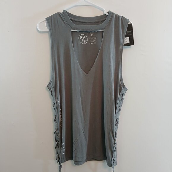 Fast and furious Tops - Fast and furious Womens Sleeveless Lace-Up Grey Tank Top M